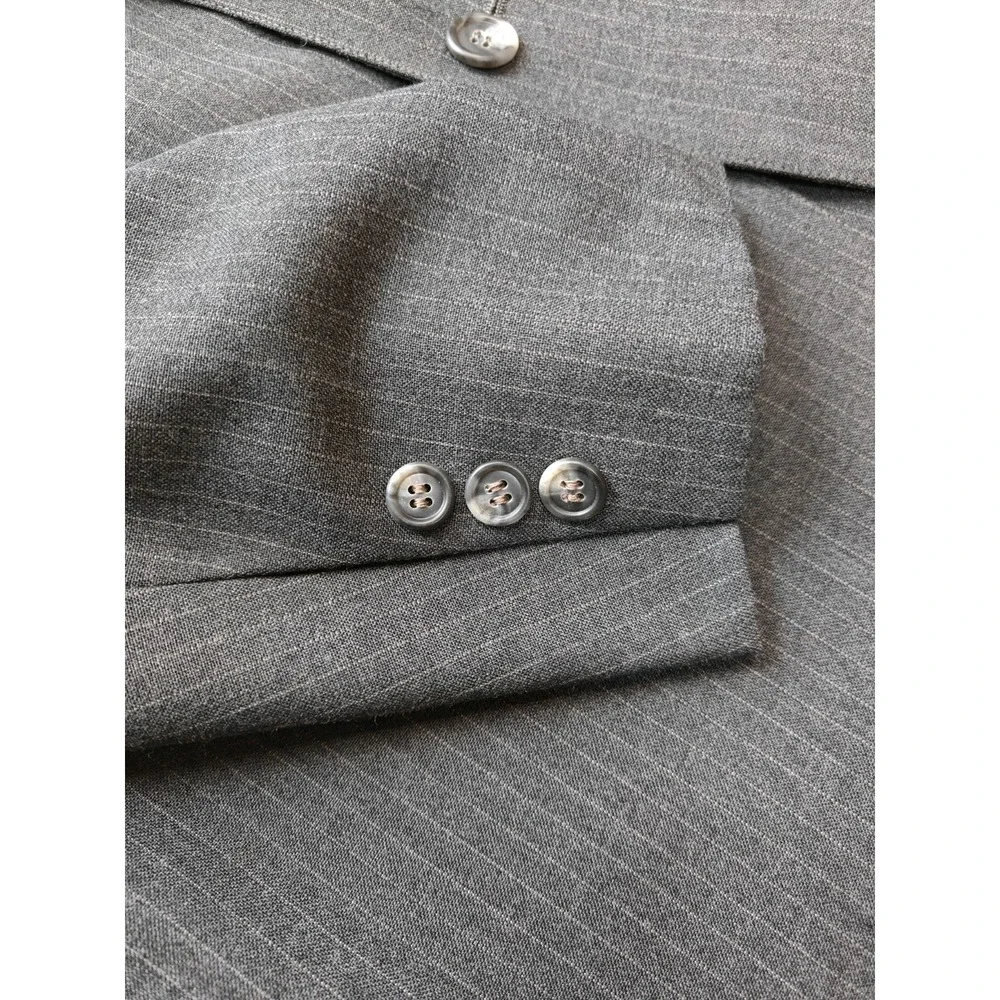 Cricketeer Mens Vintage Wool Sport Coat 40R Gray Striped 2 Button Blazer USA